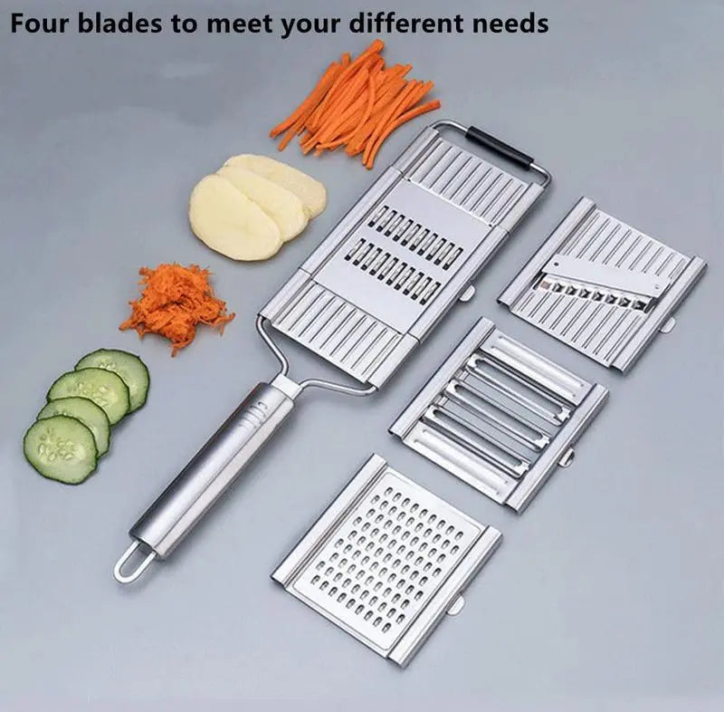 Spring Sale Stainless Steel 4 in 1 Multi-Purpose Vegetable Slicer, with 4 Adjustable Blades for Various Vegetables-A11