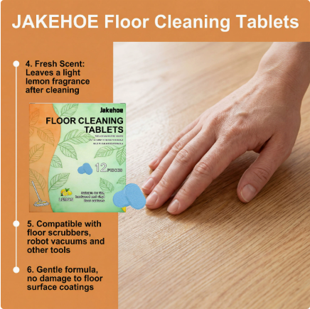 Floor Cleaning Tablets - Safe for Wood Tile Marble Quick Dry No Residue 12 Tablets Lemon Scent-INT