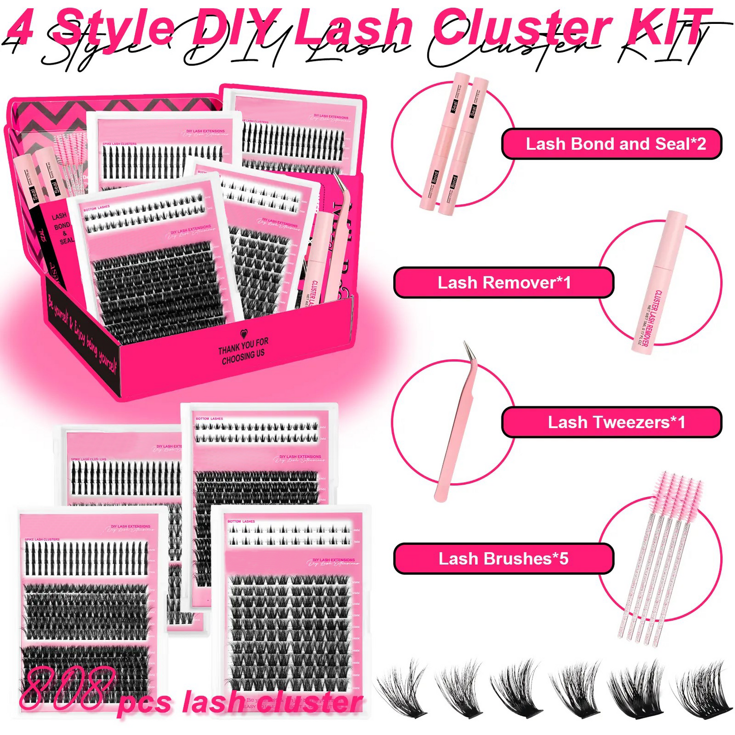 🏆Flash Sale⚡ 80K+ SOLD! 🏆- 4 Styles Lash Clusters Kit - YTY5