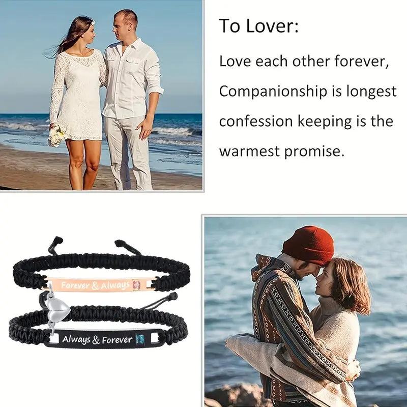 🏆Flash Sale⚡ 50K+ SOLD!💥🏆Forever & Always Matching Couple Bracelets With Flower Jewelry Gift-W18