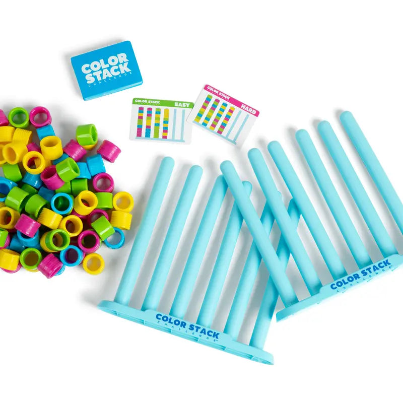 👑Color Stack Challenge by Relatable – Easter Basket Stuffers for Kids, A Fast-Paced Color Matching Puzzle Game for Fun Easter Family Game Night, Includes 2 Stack Racks, 50 Challenge Cards, & 80 Rings-A01