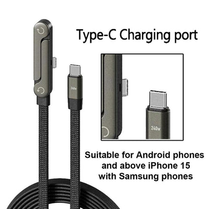 ⚡Official Authorized | MFi-Certified Cables🔥 2-in-1 Invisible Holder Charger Cable - 240W Fast Charging Cord with Built-In Phone Stand-YTY5