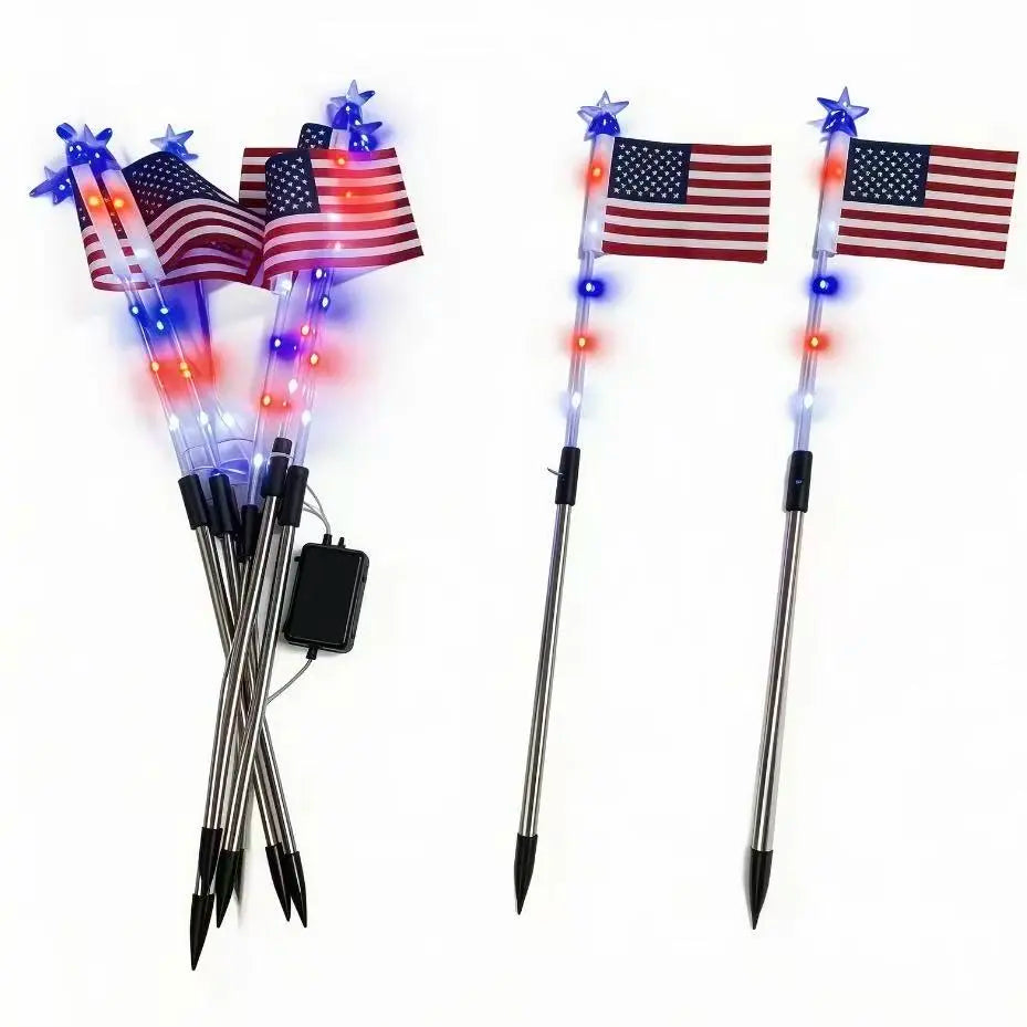🥳2026 HOT SALE🥳💞Memorial Day Decorations Featuring Red, White, and Blue Lights for Independence Day Pathway Garden Decorations Yard Pathway-886