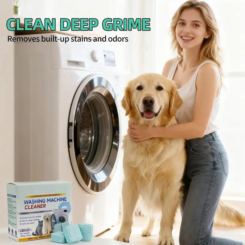 ⚡Flash-Sale⚡100k-sold⚡Friendly Washing Machine Cleaner 12TabletsRemovesPetHairBuildup&Fights OdorsforFreshCleanWashers-A11