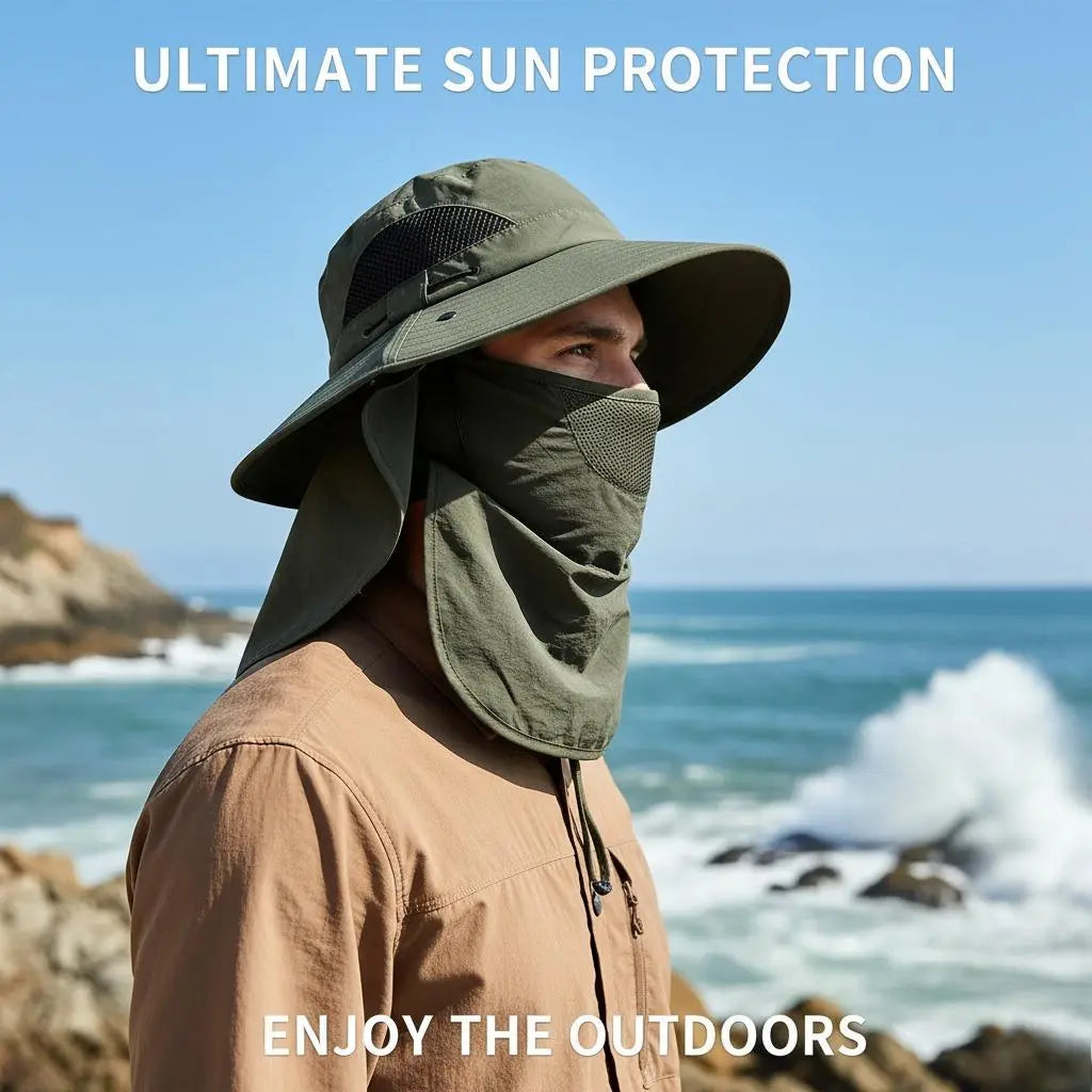 ⚡Crazy-Sale⚡60k-Sold⚡Spring/Summer Fisherman's Hat Detachable Outdoor Fishing Face Covering Neck Protection Sun Hat-A11