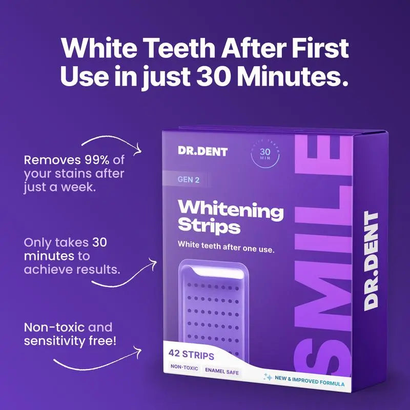 ⚡Flash-Sale⚡100k-sold⚡DRDENT Purple Teeth Whitening Strips - Safe for Enamel - ZDQ8