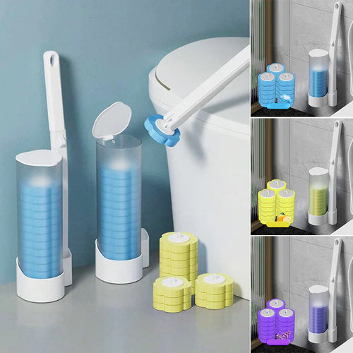 🏆Flash Sale⚡ 50K+ SOLD! 🏆Disposable Toilet Brush with Wall-Mounted Holder - Bathroom Cleaning Kit-#YUN7