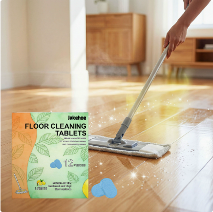 Floor Cleaning Tablets - Safe for Wood Tile Marble Quick Dry No Residue 12 Tablets Lemon Scent-INT