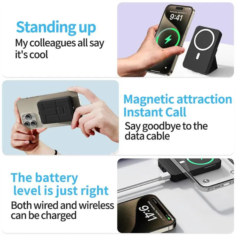 🏆Flash Sale⚡ Newly Upgraded! 🏆10000mAh Magnetic Power Bank Foldable Stand LED Display-HZ