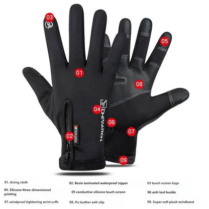 🔥🔥Outdoor Winter Gloves Touchscreen Windproof Full-Finger Fleece Lined for Men Women Sports Travel Daily Activities Unisex-ZZQ