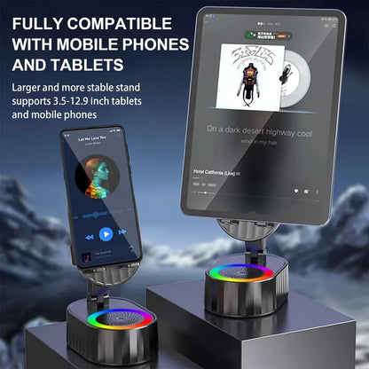 🏆Wireless Induction Audio Bluetooth Speaker 5in1 Cellphone Holder USB Emergency Rechargeable (5000mAh)  🏆-A11