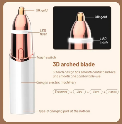 ⚡Crazy-Sale⚡Limited-Time Offer💟2-in-1 Rose Gold Eyebrow & Facial Hair Remover Painless🏆USB Rechargeable-102