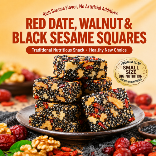 🌿 Natural Red Date Walnut & Black Sesame Squares⚖️✨Guilt-Free Healthy Snack for Weight Management-C7