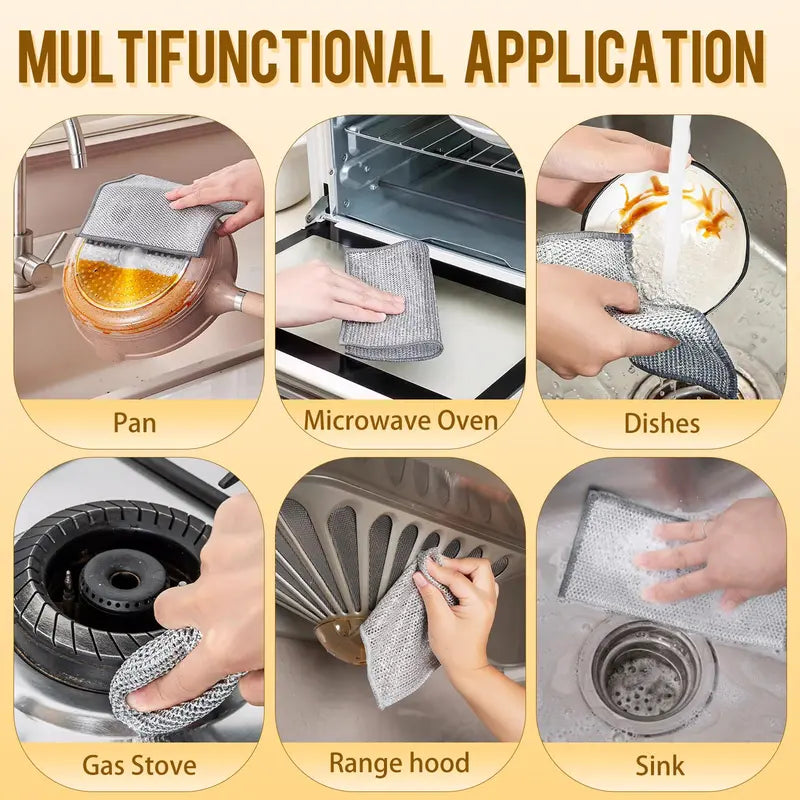 ⚡Crazy-Sale⚡69k-Sold⚡20 Counts Non Scratch Wire Dishcloth Multipurpose Wire Dishwashing Rag Metal Scrubbers for for Wet and Dry Cleaning-A11