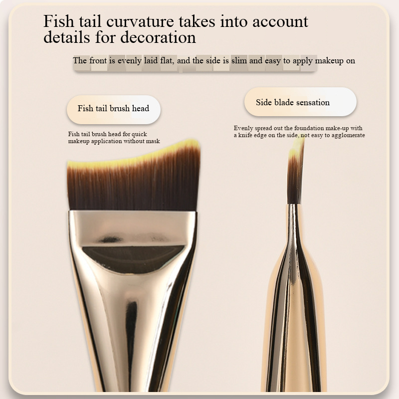 🏆Flash Sale⚡ 50K+ SOLD! 🏆Fish Tail Foundation Brush – Streak-Free, Soft & Lightweight for Flawless Application-#YUN7