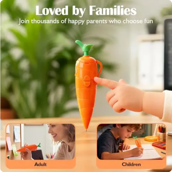 ⚡Flash-Sale⚡100k-sold⚡60-Second Voice Recorder with Playback & Audio Recorder Pen - Cute Carrot-Shaped Recorder Device, Smooth-Writing Ballpoint Pen - Fun & Creative Gift for Kids, Students, Teachers-INT