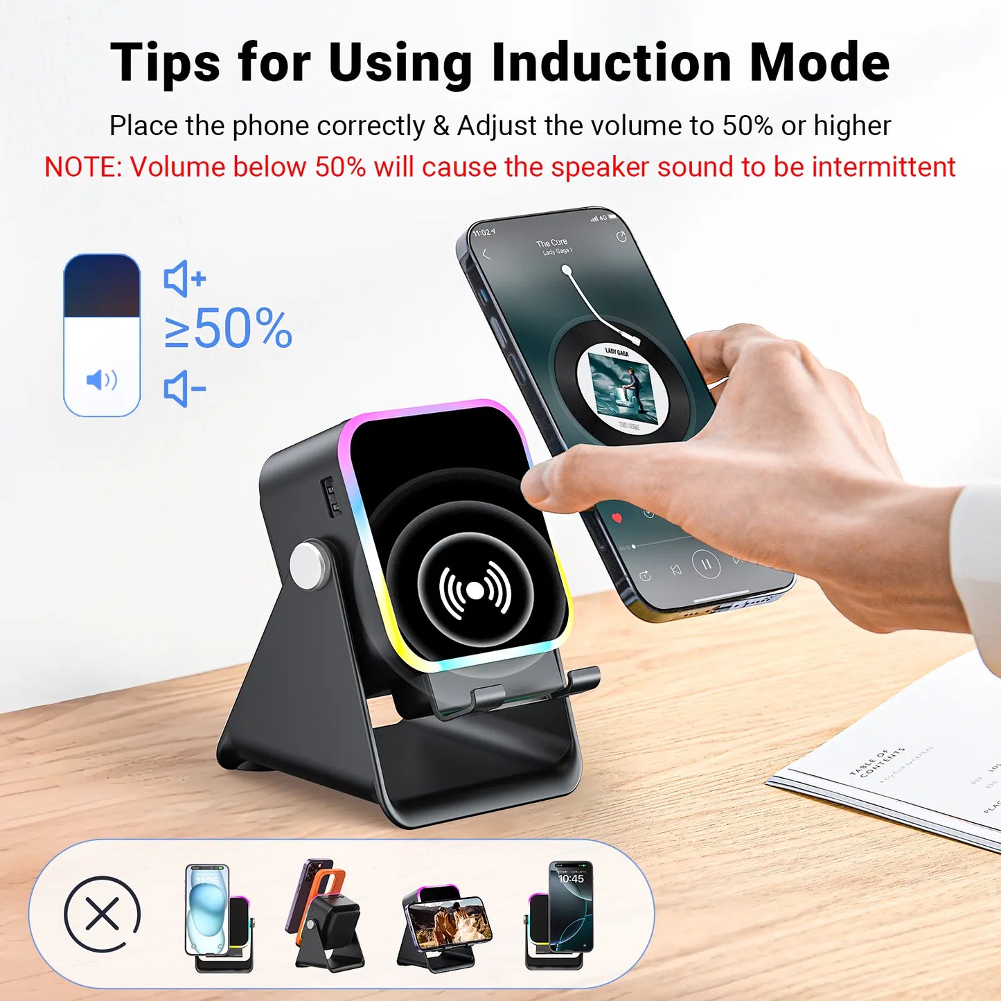 🏆Flash Sale⚡ Newly Upgraded! 🏆Wireless Speaker Phone Stand | 360° LED Universal Holder-HZ