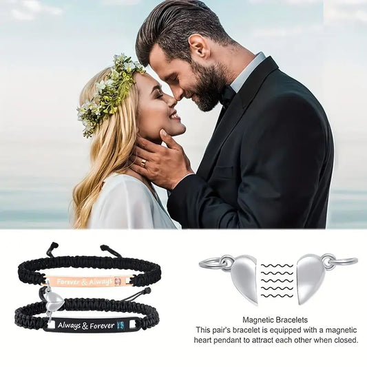 🏆Flash Sale⚡ 50K+ SOLD!💥🏆Forever & Always Matching Couple Bracelets With Flower Jewelry Gift-W18