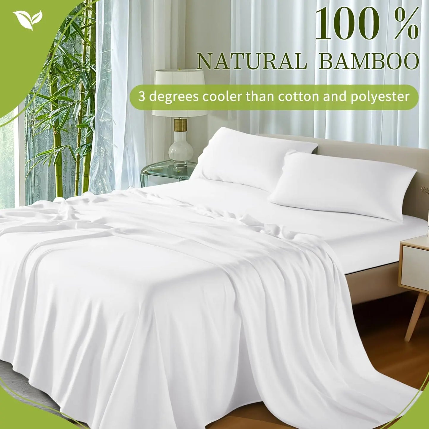 Sonoro Kate Pure Bamboo Bed Sheet Set - 4 Pieces Soft & Cooling-A11