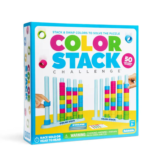 👑Color Stack Challenge by Relatable – Easter Basket Stuffers for Kids, A Fast-Paced Color Matching Puzzle Game for Fun Easter Family Game Night, Includes 2 Stack Racks, 50 Challenge Cards, & 80 Rings-A01