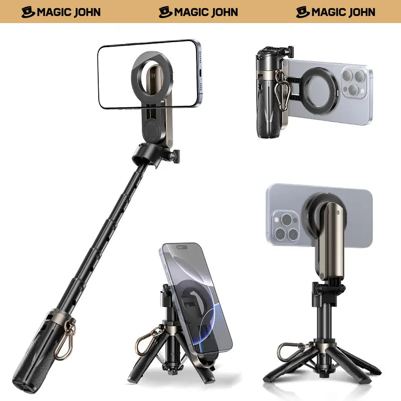 ⚡Flash-Sale⚡100k-sold⚡NEW - MAGIC JOHN 4-in-1 Multifunctional Magnetic Selfie Stick – 360° Rotation-A01