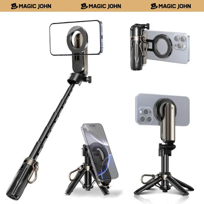 ⚡Flash-Sale⚡100k-sold⚡NEW - MAGIC JOHN 4-in-1 Multifunctional Magnetic Selfie Stick – 360° Rotation-A01