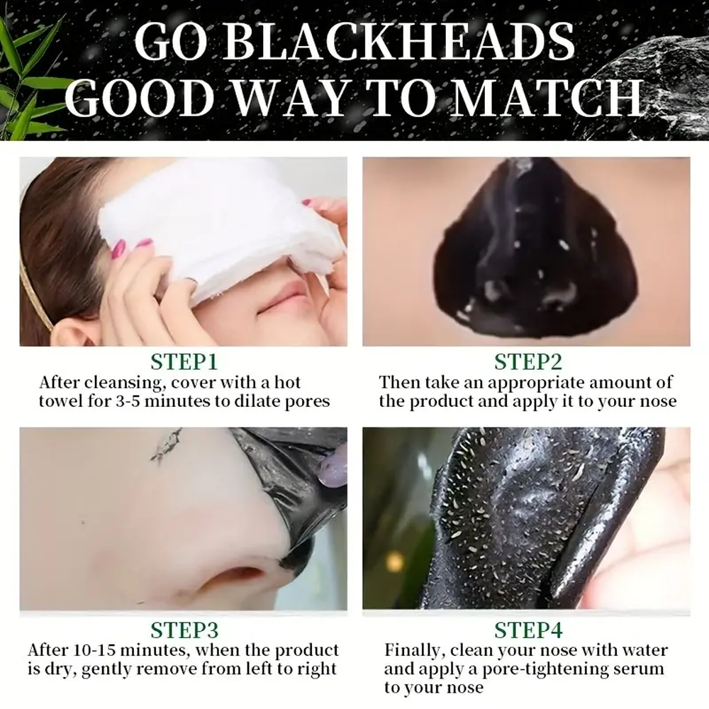 🏆Flash-Sale⏰180K+ SOLD! 💥Rozino Bamboo Charcoal Blackhead Peel-Off Mask with Glycerin & Witch Hazel Extract for Deep Cleansing Pore Shrinking Gentle Moisturizing-#YEP8