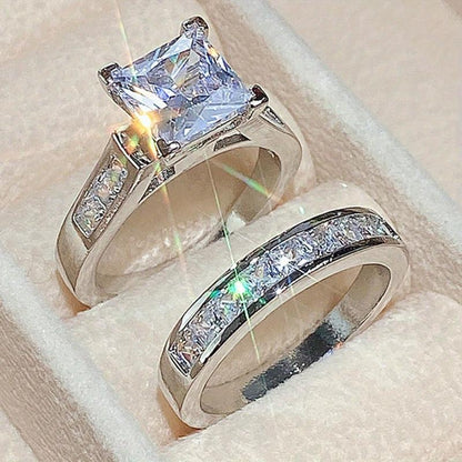 🏆Flash Sale⚡ 50K+ SOLD! 🏆2-Piece Set Fashion Sparkling Cubic Zirconia Rings for Women - Valentine's Day Gift, Wedding Anniversary, Party Jewelry, Bridal Accessory & Romantic Couple Rings-#YUN7