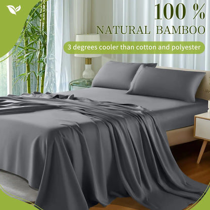 Sonoro Kate Pure Bamboo Bed Sheet Set - 4 Pieces Soft & Cooling-A11