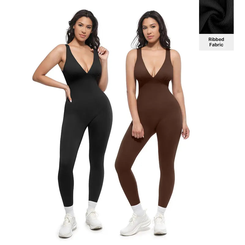 🎉Last Day Promotion 60% OFF💞Deep V Shapewear with Chest Support Breathable High-Waisted Tummy Control Jumpsuit-ZDQ8