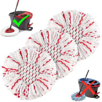🔥3 Pack Spin Mop Heads with Scrubbing Pad - 2026 Upgraded 2-in-1 Mop Head for O-Cedar EasyWring 1-Tank System. Built-in Scrub Pads for Stuck-on-A01