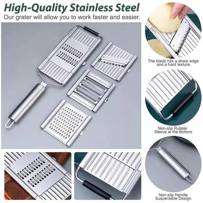 Spring Sale Stainless Steel 4 in 1 Multi-Purpose Vegetable Slicer, with 4 Adjustable Blades for Various Vegetables-A11