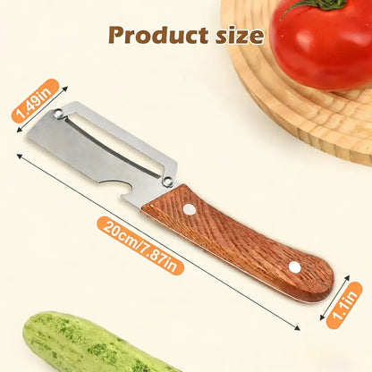 ⚡Flash-Sale⚡100k-sold⚡2PCS 2-in-1 Fruit & Veggie Peeler with Bottle   Opener Sharp Stainless Steel Wooden Handle   Ergonomic Non-slip Design for Comfortable Grip-A11