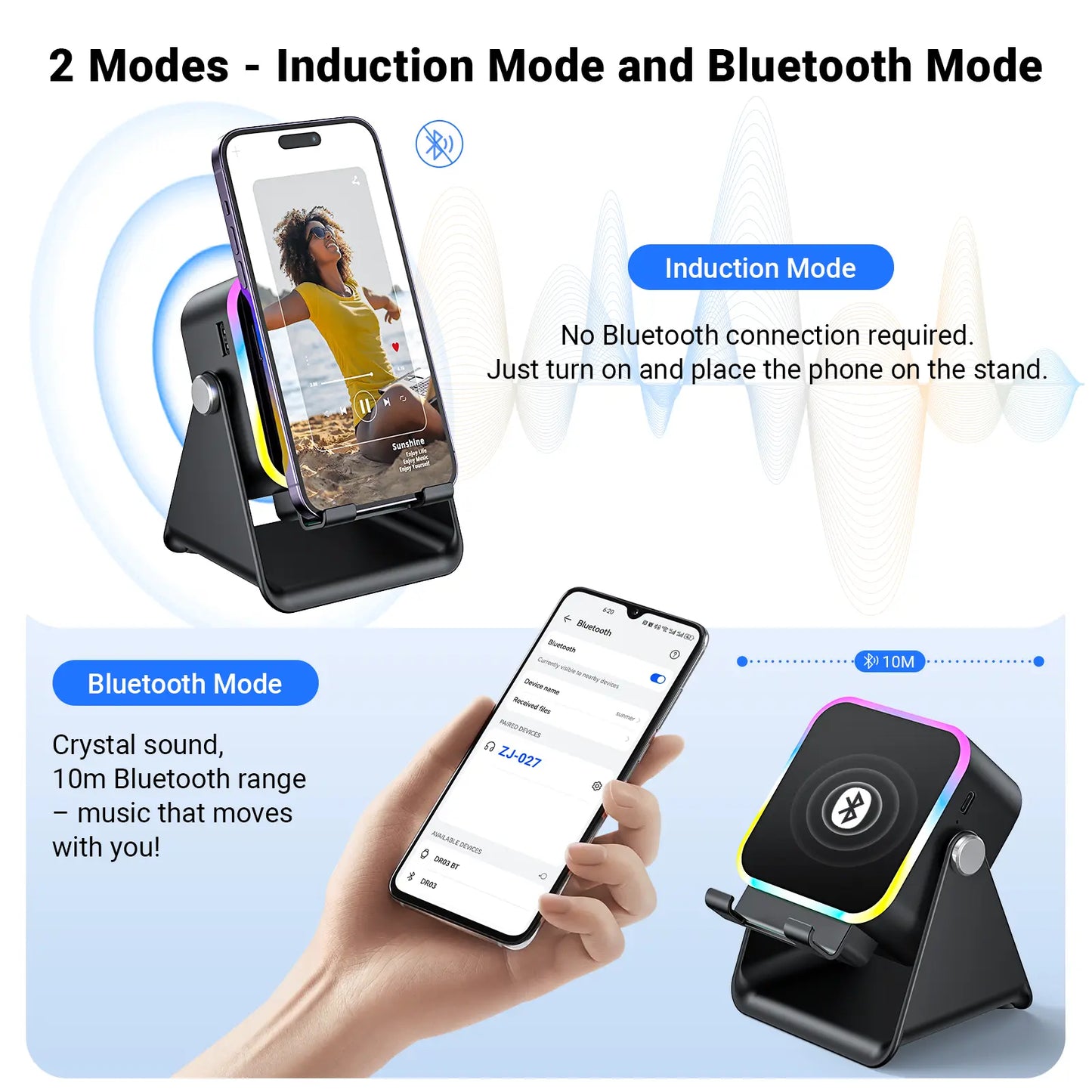 🏆Flash Sale⚡ Newly Upgraded! 🏆Wireless Speaker Phone Stand | 360° LED Universal Holder-HZ