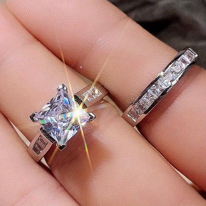 🏆Flash Sale⚡ 50K+ SOLD! 🏆2-Piece Set Fashion Sparkling Cubic Zirconia Rings for Women - Valentine's Day Gift, Wedding Anniversary, Party Jewelry, Bridal Accessory & Romantic Couple Rings-#YUN7