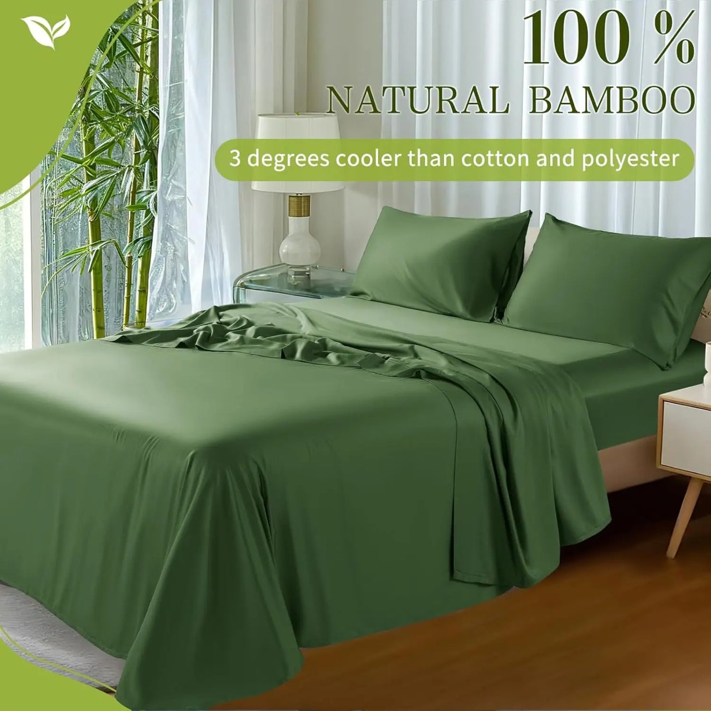Sonoro Kate Pure Bamboo Bed Sheet Set - 4 Pieces Soft & Cooling-A11