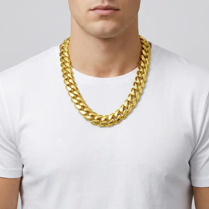 ⚡Crazy-Sale⚡60k-Sold⚡14K Gold Plated Heavy Mens Soild Cuban Link Chain Necklace-A01