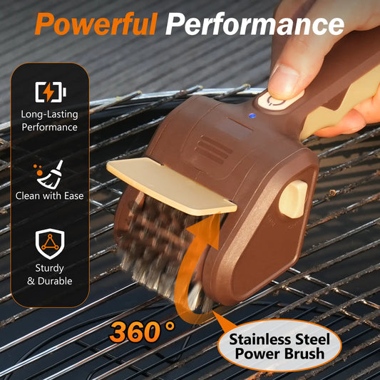 ⚡Crazy-Sale⚡60k-Sold⚡Electric BBQ Grill Brush, Cordless Rechargeable, Premium Stainless Steel Bristles, Barbecue Utensils, Removes Rust & Grill Grease-886