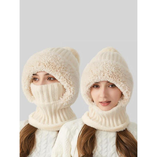 🏆Flash Sale⚡ 50K+ SOLD! 🏆Women's Solid Color Pom Pom Decor Beanie Hat, Casual Warm Thickened Knit Hat for Fall & Winter, Fashion Accessories for Women & Girls Bonnet With Bunny Ears Bonnet-#YUN7
