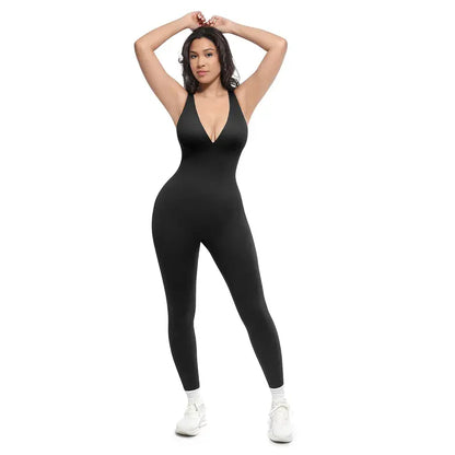 🎉Last Day Promotion 60% OFF💞Deep V Shapewear with Chest Support Breathable High-Waisted Tummy Control Jumpsuit-ZDQ8