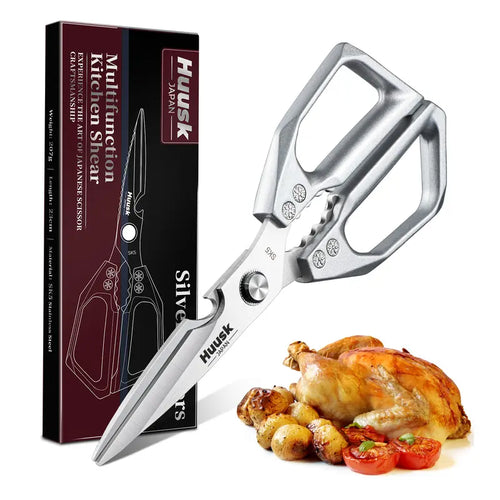 ✨Kitchen Scissors All Purpose -FallFreshness- Stainless Steel Kitchen Shears, ✨Sharp Silver Meat Scissors, Dishwasher Safe, Poultry Shears, Japanese Cooking Scissors for Food, Chicken Bones, and Turkey, Christmas Gift!-102