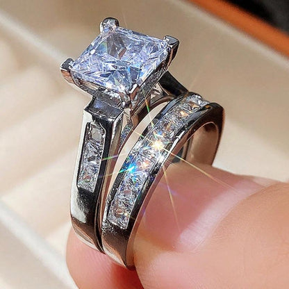🏆Flash Sale⚡ 50K+ SOLD! 🏆2-Piece Set Fashion Sparkling Cubic Zirconia Rings for Women - Valentine's Day Gift, Wedding Anniversary, Party Jewelry, Bridal Accessory & Romantic Couple Rings-#YUN7
