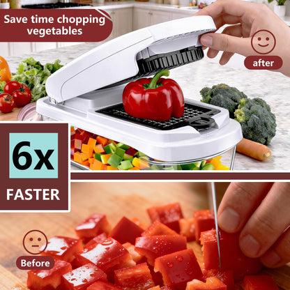 Vegetable Chopper,15-in-1 Multifunctional Food Chopper,Professional Onion Chopper with 8 Blades,Vegetable Cutter with Container for Salad,Potato,Carrot,and Garlic; Essential Kitchen Tool-A01