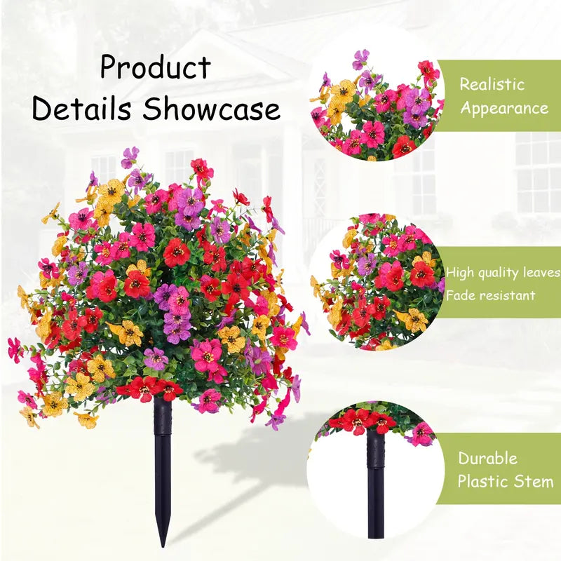 🌸Artificial Flowers for ✨Outdoor Indoor Garden Home Decoration, ✨Plastic Faux Flowers, Faux Flower Daisy with Eucalyptus Leaves Fake Plants Greenery Boxwood Porch Patio-102
