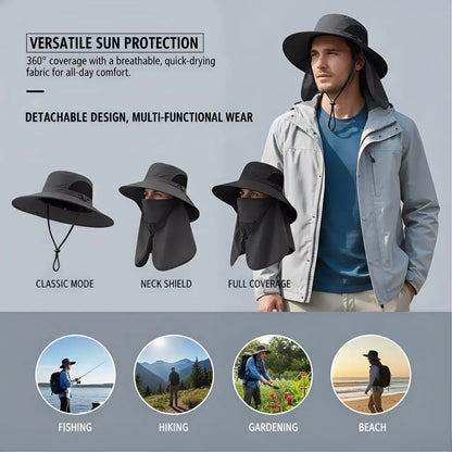 ⚡Crazy-Sale⚡60k-Sold⚡Spring/Summer Fisherman's Hat Detachable Outdoor Fishing Face Covering Neck Protection Sun Hat-A11
