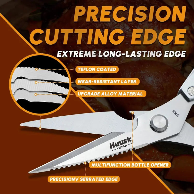 ✨Kitchen Scissors All Purpose -FallFreshness- Stainless Steel Kitchen Shears, ✨Sharp Silver Meat Scissors, Dishwasher Safe, Poultry Shears, Japanese Cooking Scissors for Food, Chicken Bones, and Turkey, Christmas Gift!-102