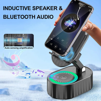 🏆Wireless Induction Audio Bluetooth Speaker 5in1 Cellphone Holder USB Emergency Rechargeable (5000mAh)  🏆-A11
