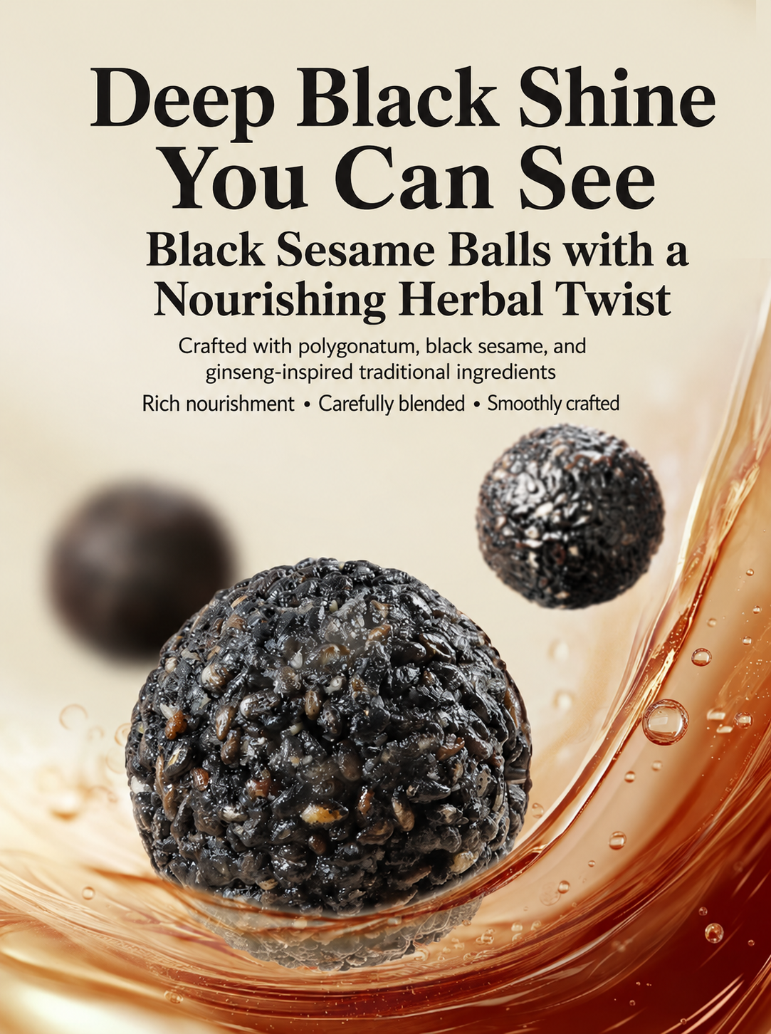 🧩 Say goodbye to high-calorie guilt! 🧩🌿 Enjoy a satisfying, nutrient-rich snack with our Natural Polygonatum Black Sesame Balls — a clean way to support your daily wellness and cravings-C7
