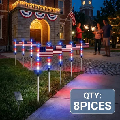 🥳2026 HOT SALE🥳💞Memorial Day Decorations Featuring Red, White, and Blue Lights for Independence Day Pathway Garden Decorations Yard Pathway-886