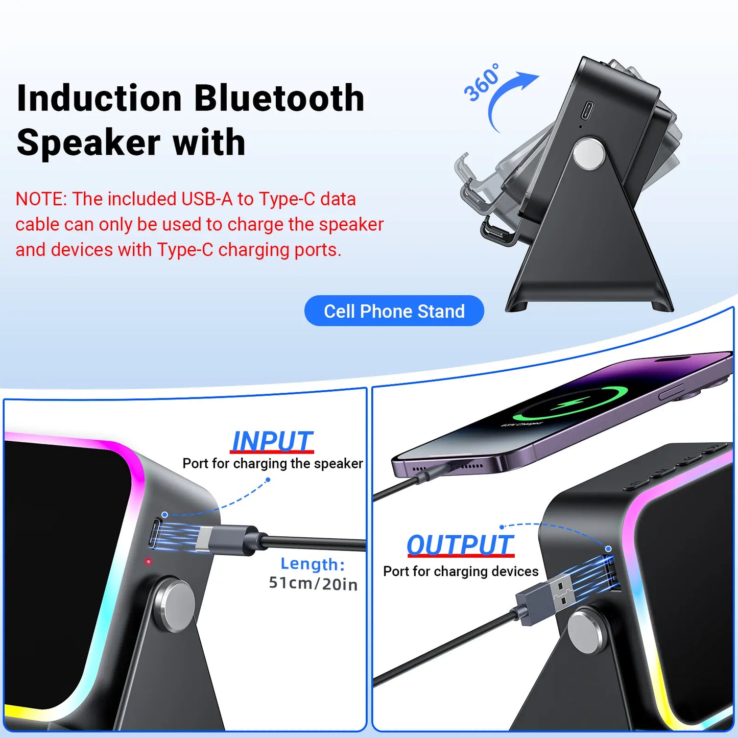 🏆Flash Sale⚡ Newly Upgraded! 🏆Wireless Speaker Phone Stand | 360° LED Universal Holder-HZ